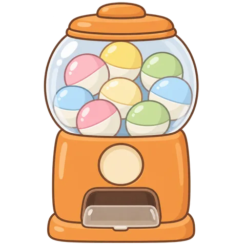 柴ガチャのガチャガチャ機のイラスト