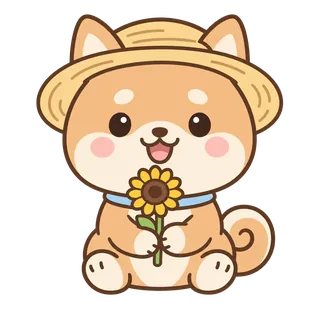 柴犬のあんず（麦わら帽子の夏柴）のイラスト