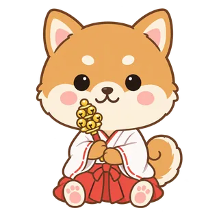 柴犬のもなか（鈴を鳴らす巫女柴）のイラスト