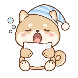 柴犬のねごろ（まくらを離さない寝坊柴）のイラスト