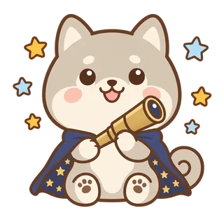 柴犬のしおん（星をさがす天体観測柴）のイラスト