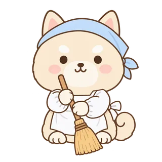 柴犬のしろた（朝いちばんのおそうじ柴）のイラスト