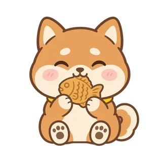柴犬のたいやき（あんこを確かめる柴）のイラスト