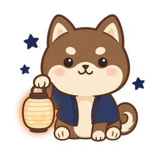 柴犬のやみよ（提灯をさげた夜まわり柴）のイラスト